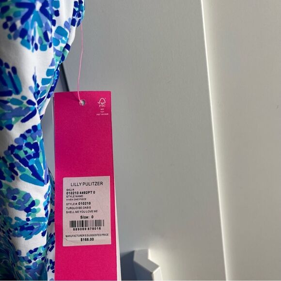 Lilly Pulitzer Vivek One-Piece Swimsuit Turquoise Oasis Size‎ 0 NWT - Picture 7 of 12